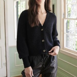 QUINCE Black Baby Alpaca-Wool Cropped Cardigan NWT Size Small